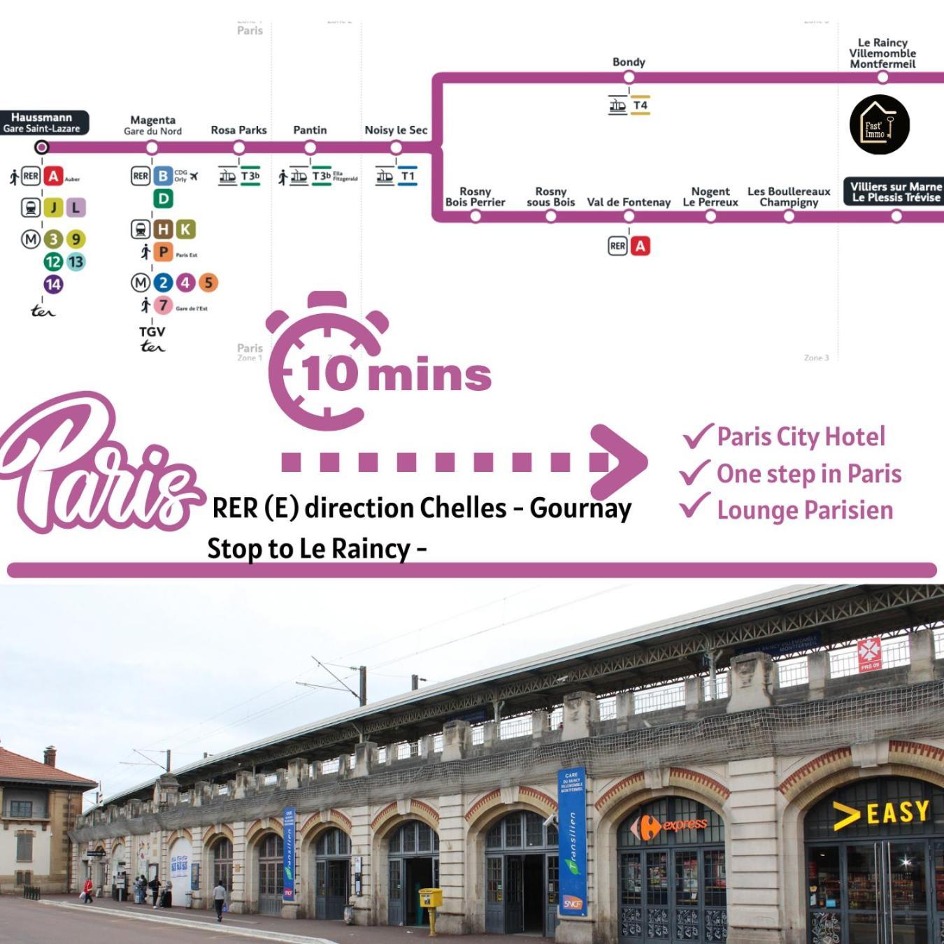 Paris City-Le Raincy - Facing Station - 4 To 8 Pers מראה חיצוני תמונה